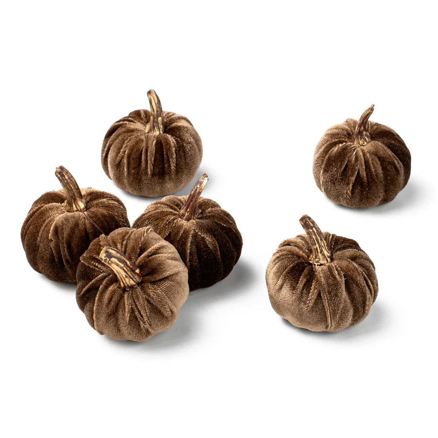 2" Velvet Foam Pumpkins: Brown (Set of 6) - Sugar Pink Boutique