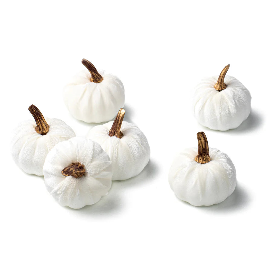 2" Velvet Foam Pumpkins: White (Set of 6) - Sugar Pink Boutique