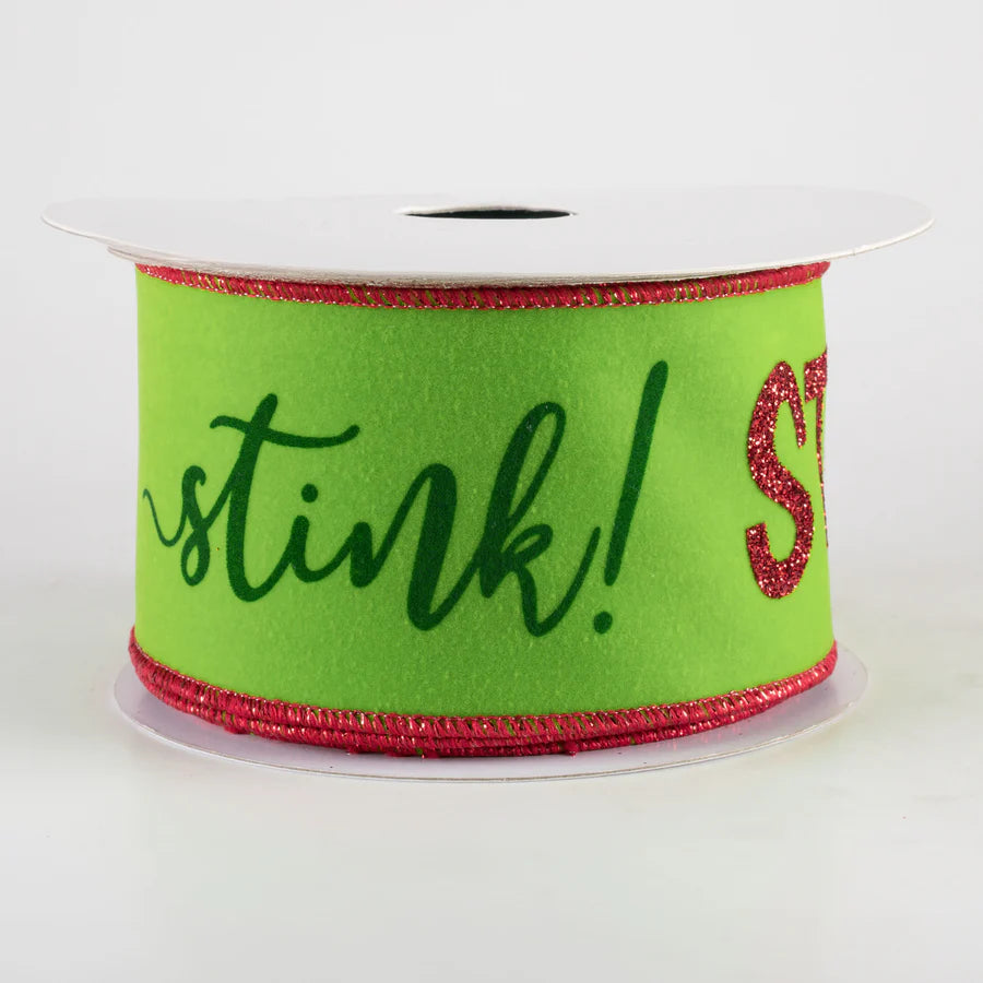 2 1/2" Stink Stank Stunk Velvet Wired Ribbon - 1 Yard - Sugar Pink Boutique