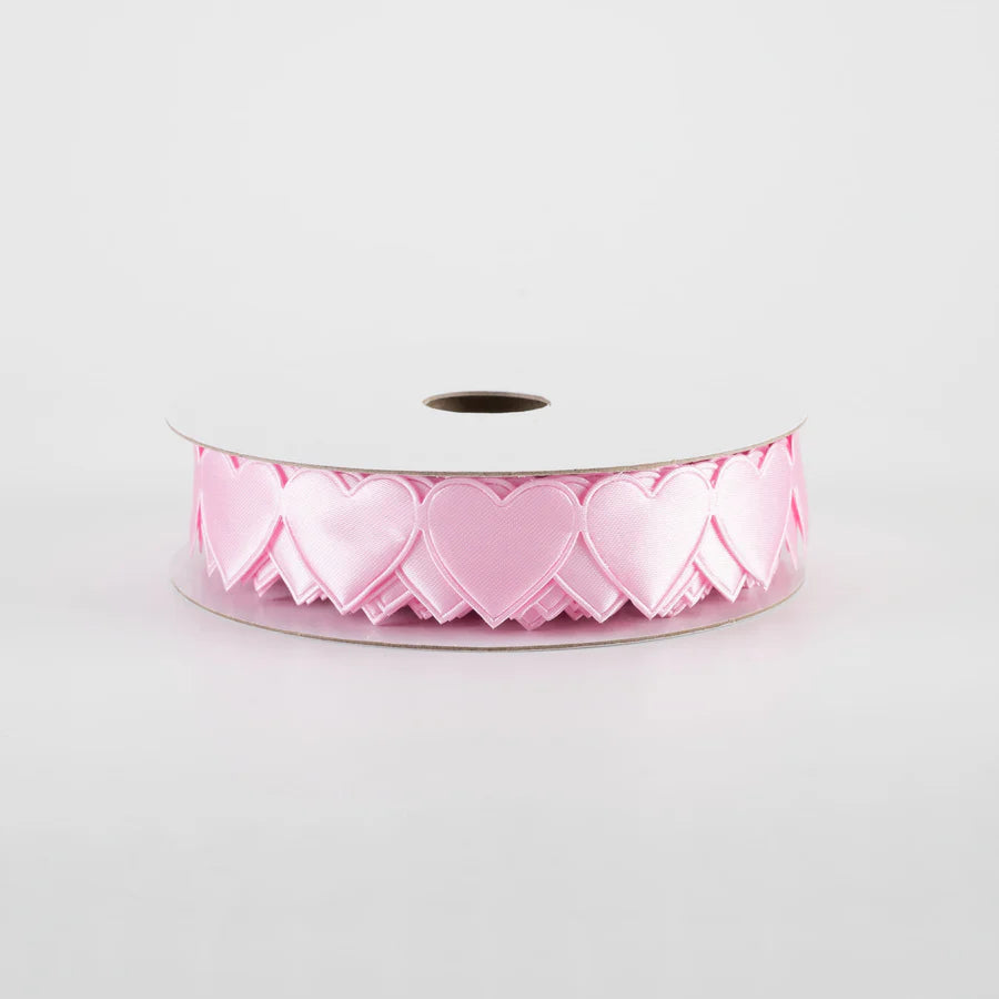 Satin Cut-Out Hearts Ribbon: Pink - 7/8" - 1 Yard - Sugar Pink Boutique