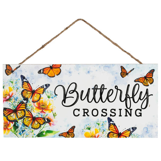 12" Wooden Sign: Monarch Butterfly Crossing - Sugar Pink Boutique
