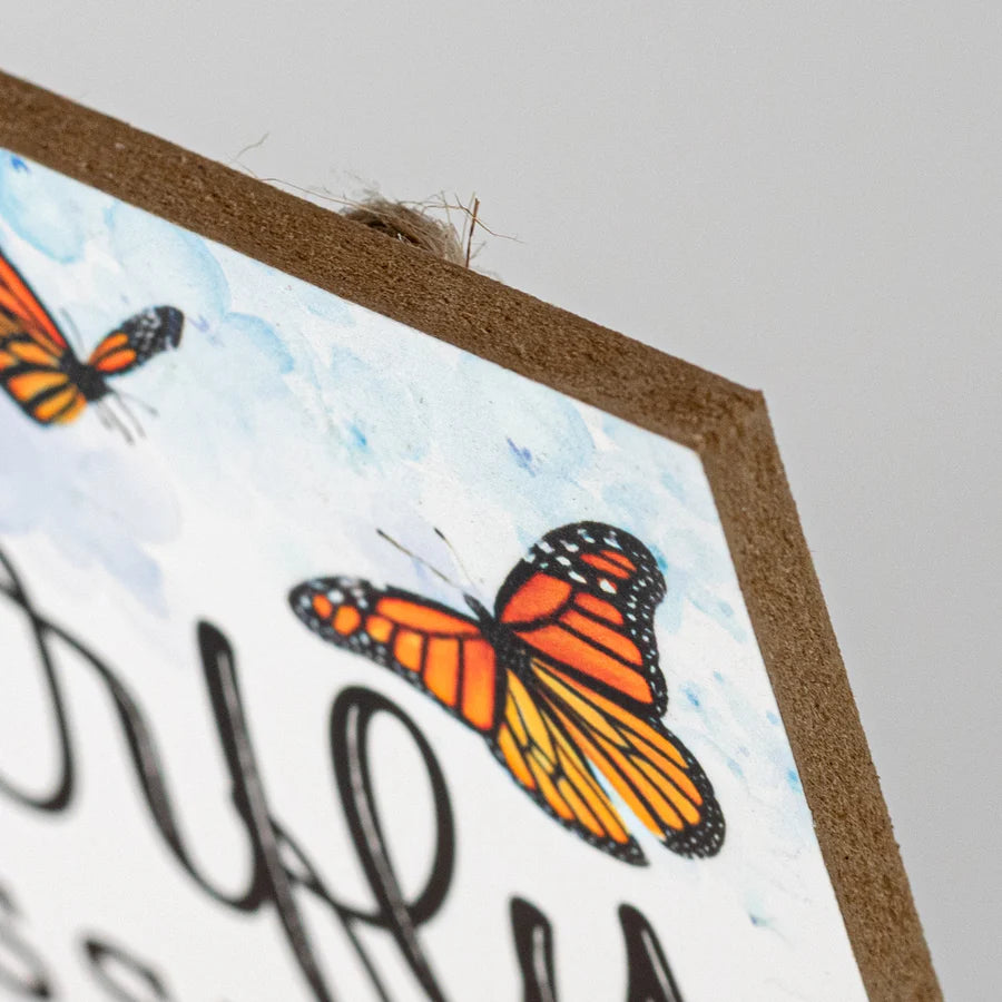 12" Wooden Sign: Monarch Butterfly Crossing