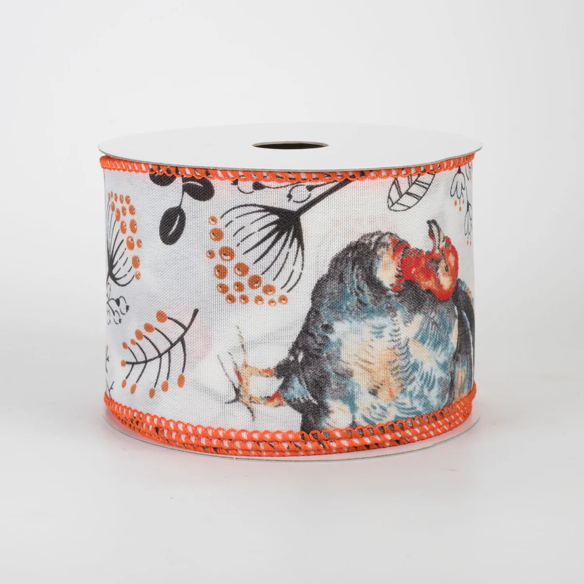 2 1/2" Watercolor Turkeys & Leaves Wired Ribbon - 1 Yard