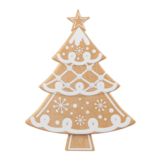 12" Metal Embossed Sign: Gingerbread Cookie Christmas Tree