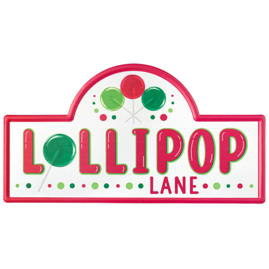 15" Embossed Metal Sign: Christmas Lollipop Lane Street Sign