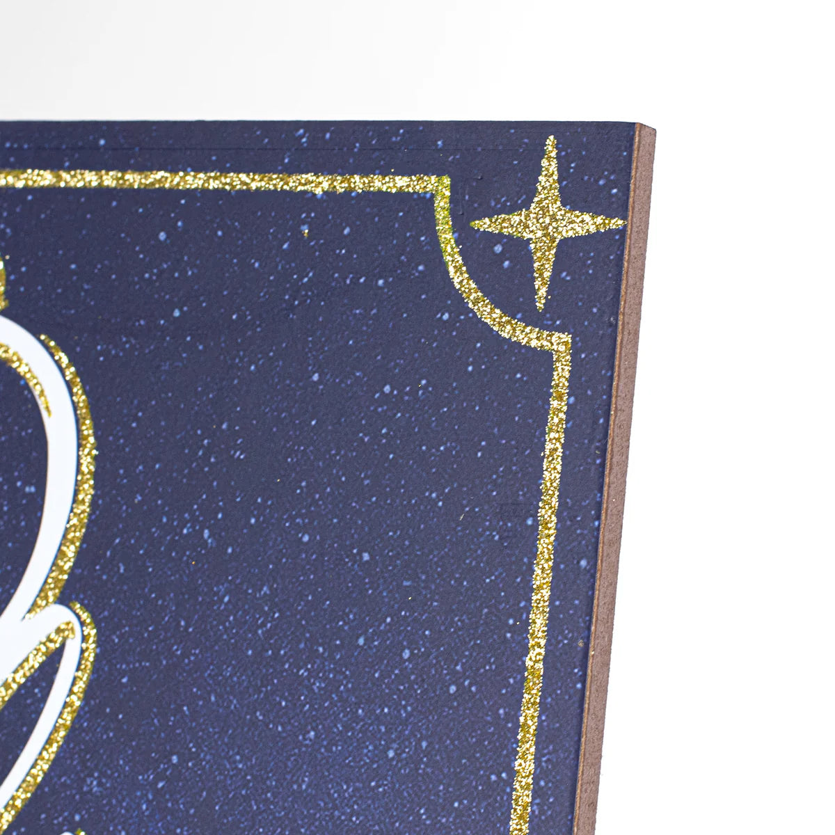 10" Square Wooden Sign: O Holy Night Glitter