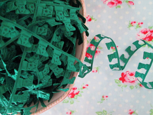 Green Satin Christmas Stockings Ribbon/Trim - 5/8 inch wide - 1 Yard - Sugar Pink Boutique