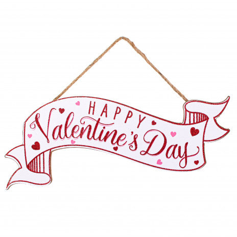 15" Wooden Sign: Valentine's Day Banner Wreath Decoration - Sugar Pink Boutique