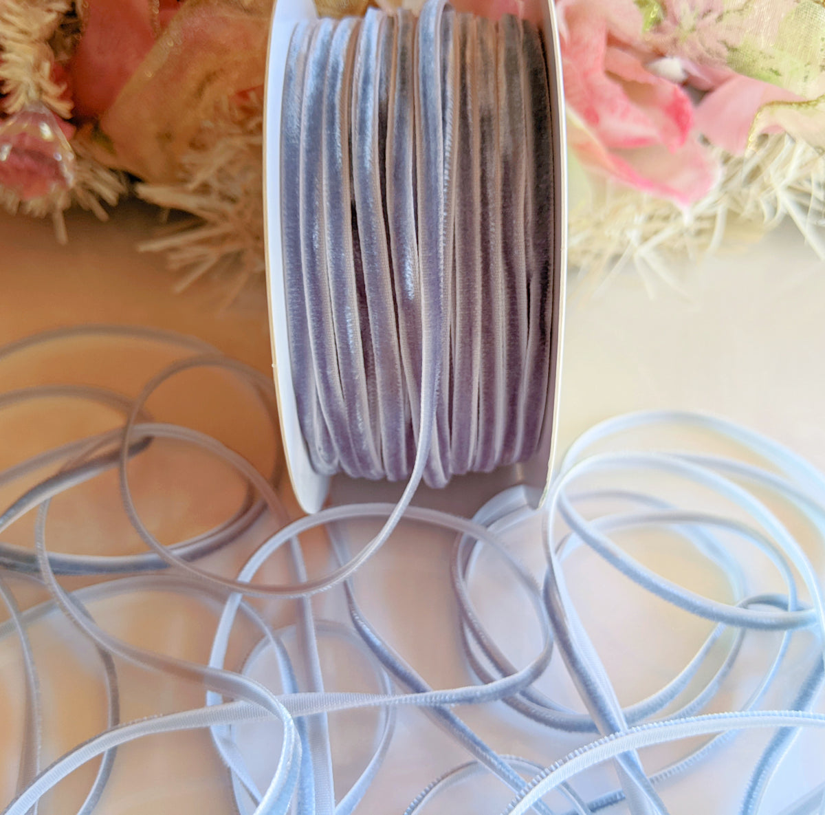 Powder Blue Velvet String Ribbon - 1/8 inch - 1 Yard – Sugar Pink