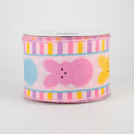 2 1/2" Glitter Sugar Bunnies Wired Ribbon: Pink - 1 Yard - Sugar Pink Boutique
