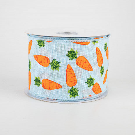2 1/2" Carrots Wired Ribbon: Pale Blue - 1 Yard - Sugar Pink Boutique