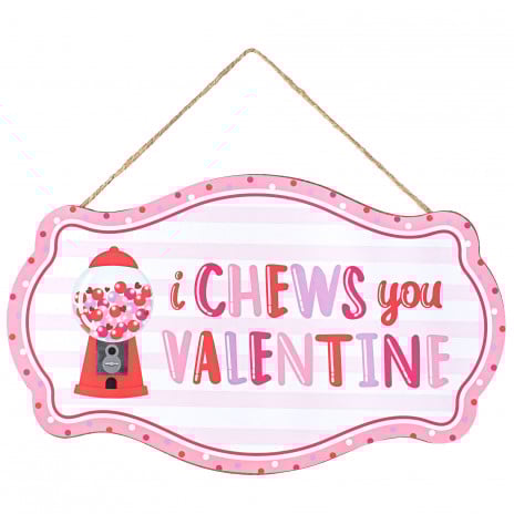 12"  "I Chews You Valentine" Wooden Sign Wreath Decoration - Sugar Pink Boutique