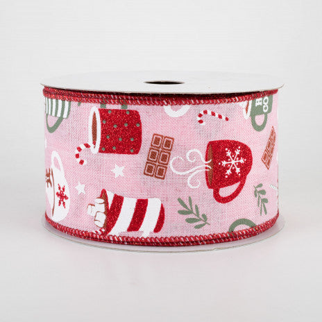 2 1/2 " Hot Cocoa Wired Ribbon: Light Pink - 1 Yard - Sugar Pink Boutique