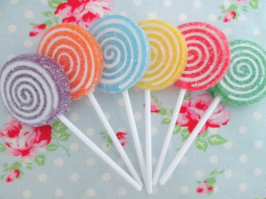 Glittered Swirly Lollipops - 4 inch - Set of 6 - Sugar Pink Boutique