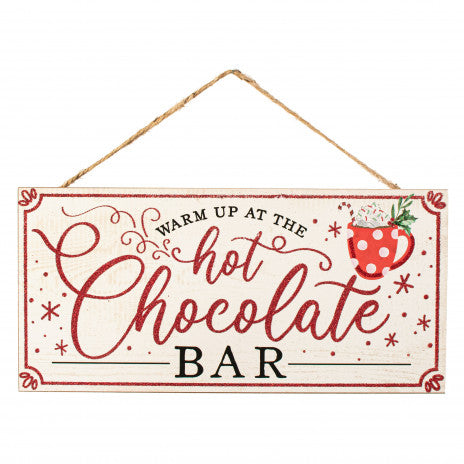 12" Wooden Sign: Hot Chocolate Bar Wreath Decoration - Sugar Pink Boutique