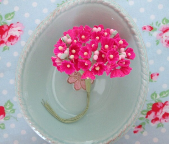Forget Me Not Vintage Style Millinery Paper Flower Bouquet - Fuchsia - 1 Bouquet - Sugar Pink Boutique