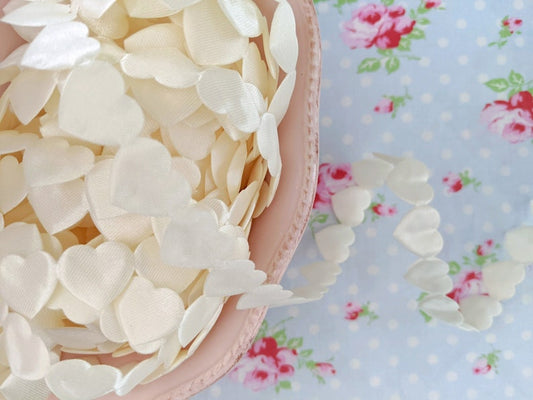 Valentine Satin Hearts Cut Out Ribbon - Ivory - 3/4 inch - 1 Yard - Sugar Pink Boutique