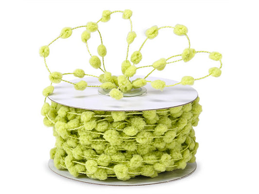 Pom Pom Wired Cord Trim- Lime Green - 1/2 inch ball - 1 Yard - Sugar Pink Boutique
