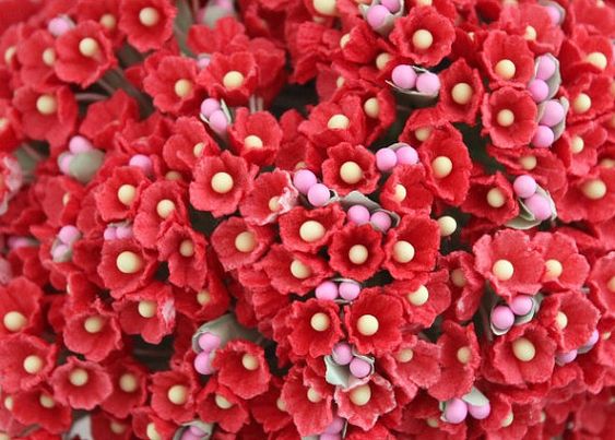 Forget Me Not Vintage Style Millinery Paper Flower Bouquet - Red - 1 Bouquet - Sugar Pink Boutique