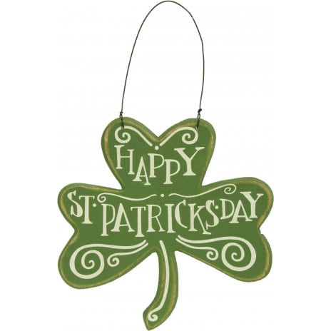 6" Happy St. Patrick's Day Wooden Clover Sign - Sugar Pink Boutique