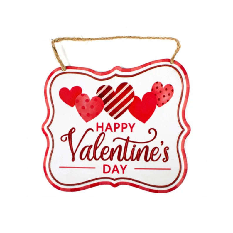 7" Embossed Edging "Happy Valentine's Day" Metal Sign - Sugar Pink Boutique
