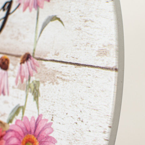12" Metal Hanging Sign: Welcome Spring Rabbits and Eggs Wreath Decoration - Sugar Pink Boutique