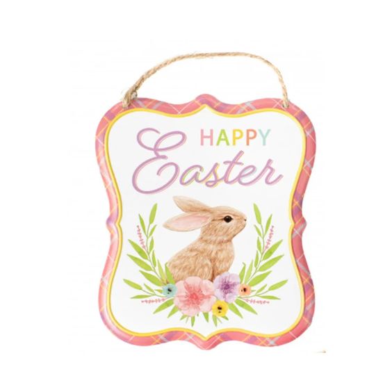 7" Embossed Edging "Happy Easter" Metal Hanging Sign - Sugar Pink Boutique
