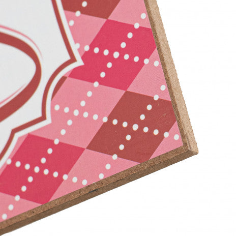 12" Wooden Sign: Valentine Argyle Wreath Decoration - Sugar Pink Boutique