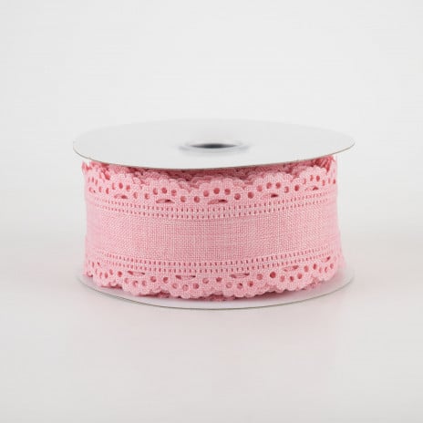 1 1/2" Scalloped Edge Wired Ribbon: Rose Pink - 1 Yard - Sugar Pink Boutique