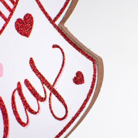 15" Wooden Sign: Valentine's Day Banner Wreath Decoration - Sugar Pink Boutique