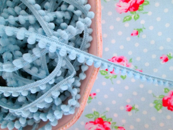Baby Pom Pom Trim - Blueberry Blue - 1/4 inch Ball Fringe - 1 Yard