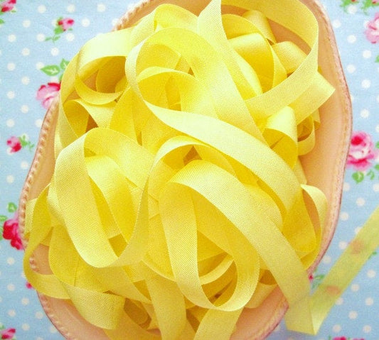 Vintage Style Seam Binding Ribbon - Lemon Meringue Yellow - 1/2 inch - 1 Yard - Sugar Pink Boutique