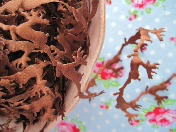 Brown Reindeer Satin Cut Out Ribbon/Trim - 1 inch - 1 Yard - Sugar Pink Boutique
