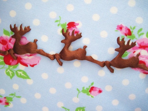 Brown Reindeer Satin Cut Out Ribbon/Trim - 1 inch - 1 Yard - Sugar Pink Boutique