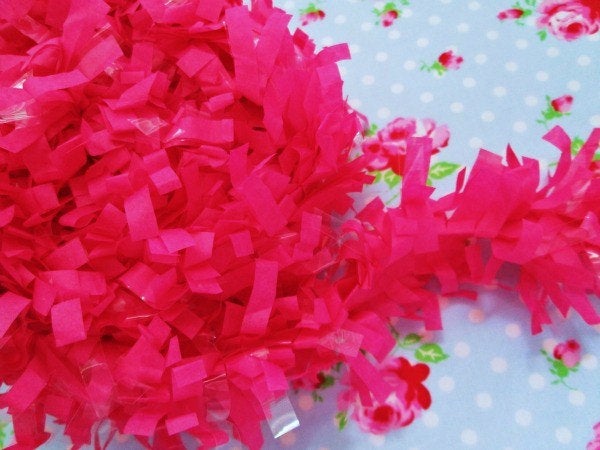 Tissue Garland Festooning Fringe - Raspberry Fizz - 2 inch - 1 Yard - Sugar Pink Boutique