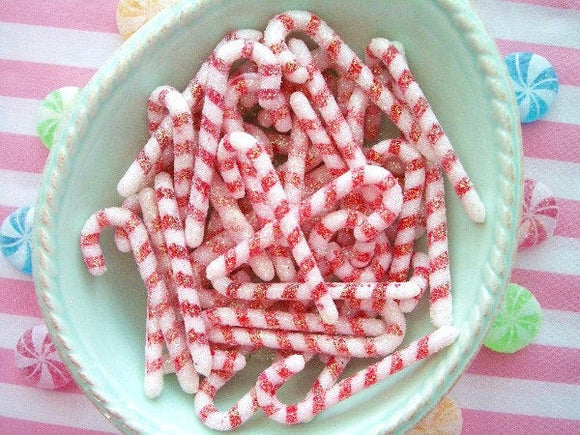 Glittered Candy Cane Embellishments - 2 inch - Set of 4
