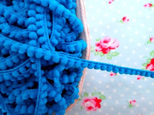 Baby Pom Pom Trim - Deep Turquoise - 1/4 inch Ball Fringe - 1 Yard - Sugar Pink Boutique