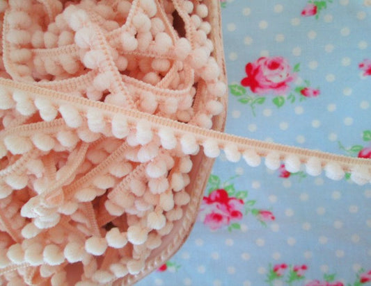 Baby Pom Pom Trim - Ballet Pink - 1/4 inch Ball Fringe - 1 Yard - Sugar Pink Boutique