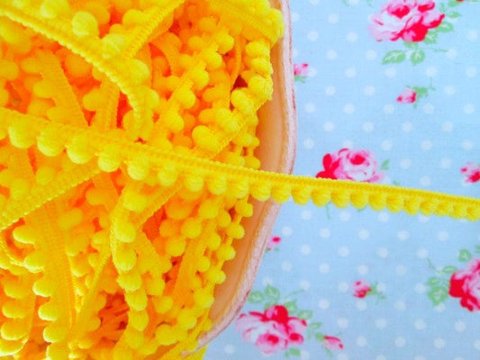 Baby Pom Pom Trim - Buttercup Yellow - 1/4 inch Ball Fringe - 1 Yard - Sugar Pink Boutique