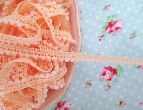 Mini Pom Pom Trim - Juicy Peach - Ball Fringe- 1 Yard