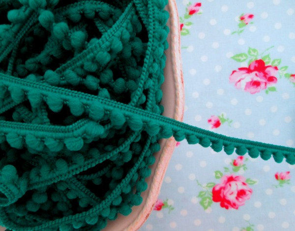Baby Pom Pom Trim - Emerald Green - 1/4 inch Ball Fringe - 1 Yard - Sugar Pink Boutique