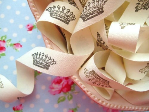Crown Ivory Canvas Ribbon - 3/4 inch - 1 Yard - Sugar Pink Boutique