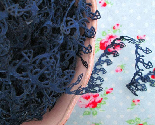 Navy Blue Anchor Cut Out Ribbon - 1/2 inch - 1 Yard - Sugar Pink Boutique