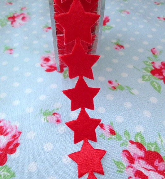 Adhesive Satin Stars Ribbon - Red - 7/8 inch - 1 Yard - Sugar Pink Boutique