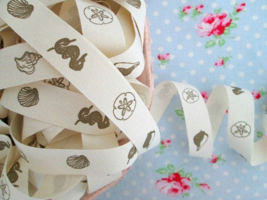 Seashell Ivory Canvas Ribbon - 3/4 inch - 1 Yard - Sugar Pink Boutique