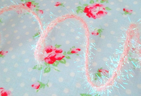 Light Pink Iridescent Tinsel Rope Garland - 1/4 inch - 1 Yard - Sugar Pink Boutique