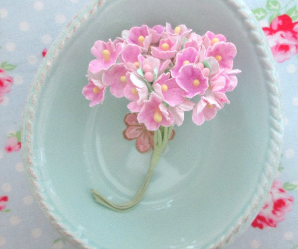 Forget Me Not Vintage Style Millinery Paper Flower Bouquet - Pink Lilac - 1 Bouquet - Sugar Pink Boutique