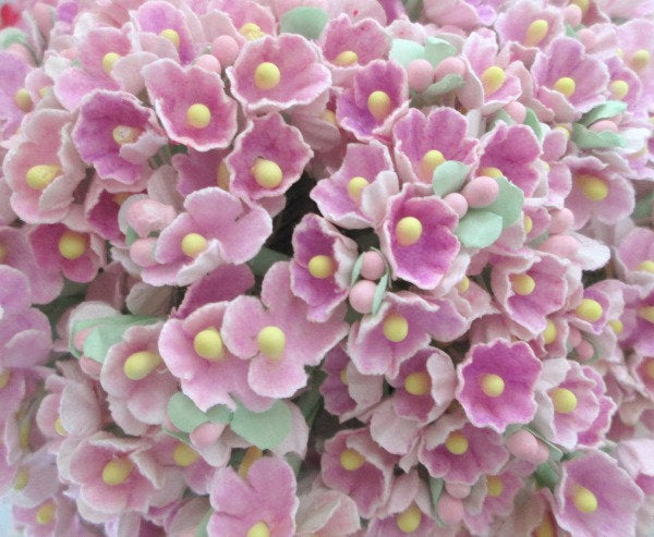 Forget Me Not Vintage Style Millinery Paper Flower Bouquet - Pink Lilac - 1 Bouquet - Sugar Pink Boutique