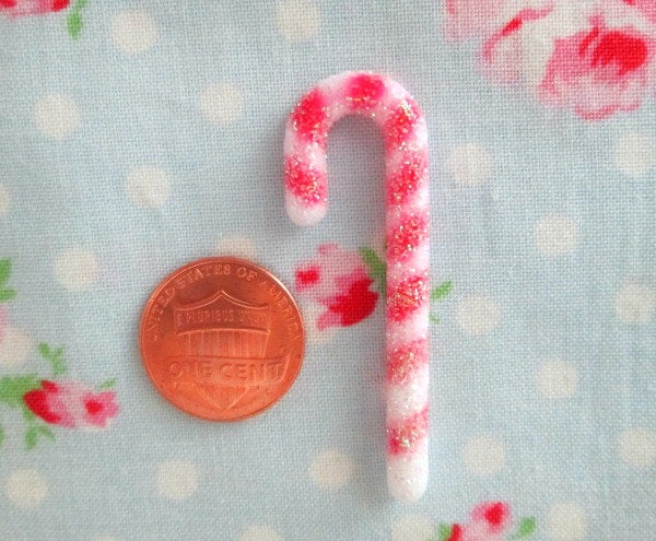 Glittered Candy Cane Embellishments - 2 inch - Set of 4