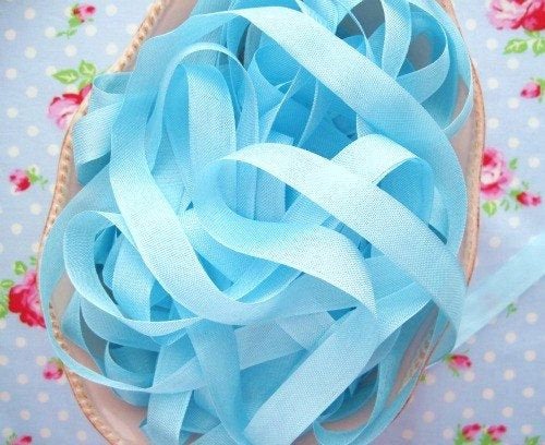 Vintage Style Seam Binding Ribbon - Cotton Candy Aqua Blue - 1/2 inch - 1 Yard - Sugar Pink Boutique